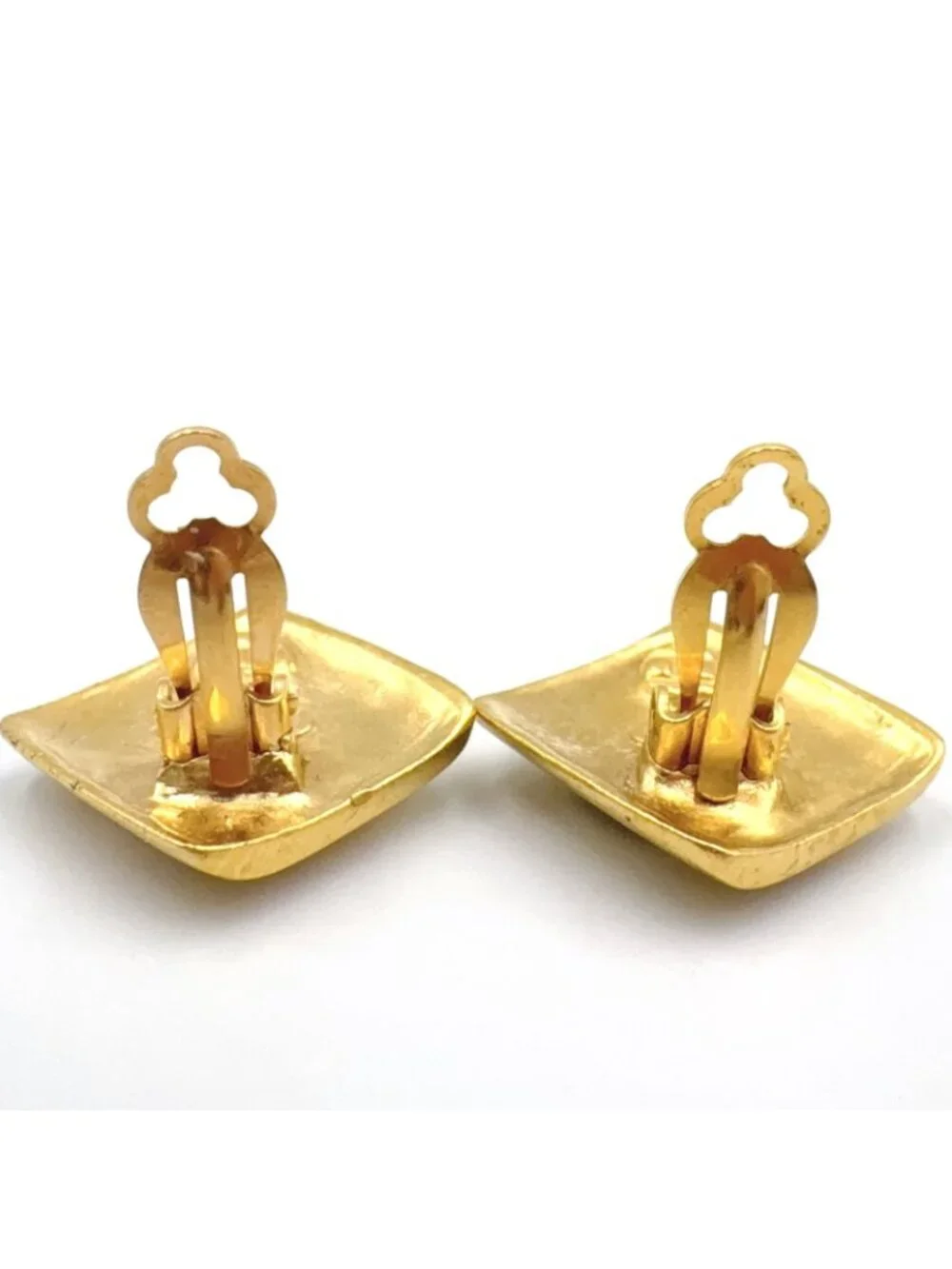 Chanel CC Logo Square Gold Plated Earrings